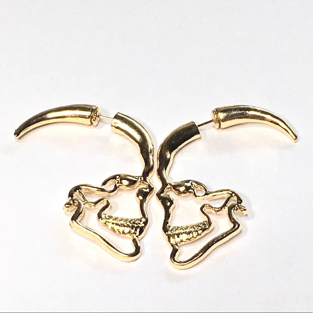 Gold Silouhette Skull Earrings